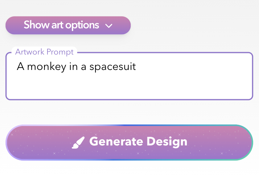 Input field for tshirt design